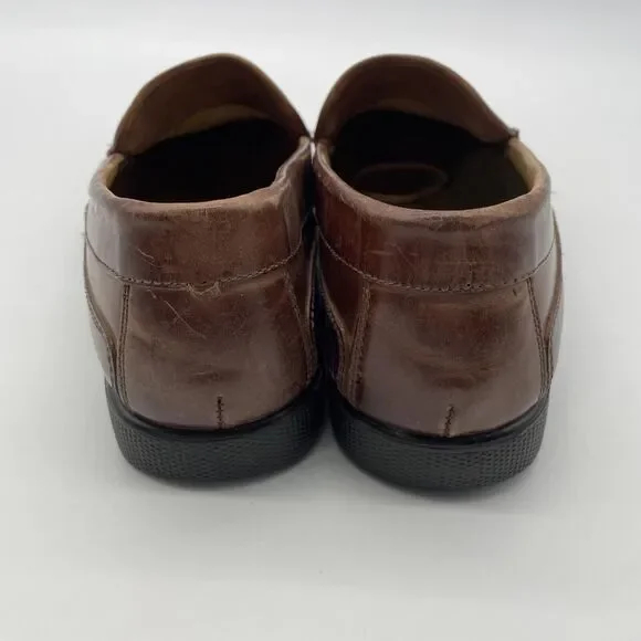 Florsheim Marshall Men's Size 10 D Brown Woven Leather Slip On Shoes Loafers - Picture 5 of 9